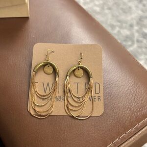 Twisted Silver Gold Hoop Earrings with Chain Accents - no longer available